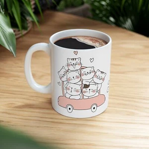 Gatos en el coche, taza de café para ella, regalos para amantes de los gatos, regalos de San Valentín para ella - Imagen 1 de 11