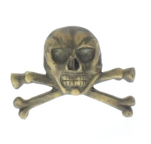 Solid Brass Paperweight Paper Weight Skull Crossbones Antique Patina - Picture 1 of 2