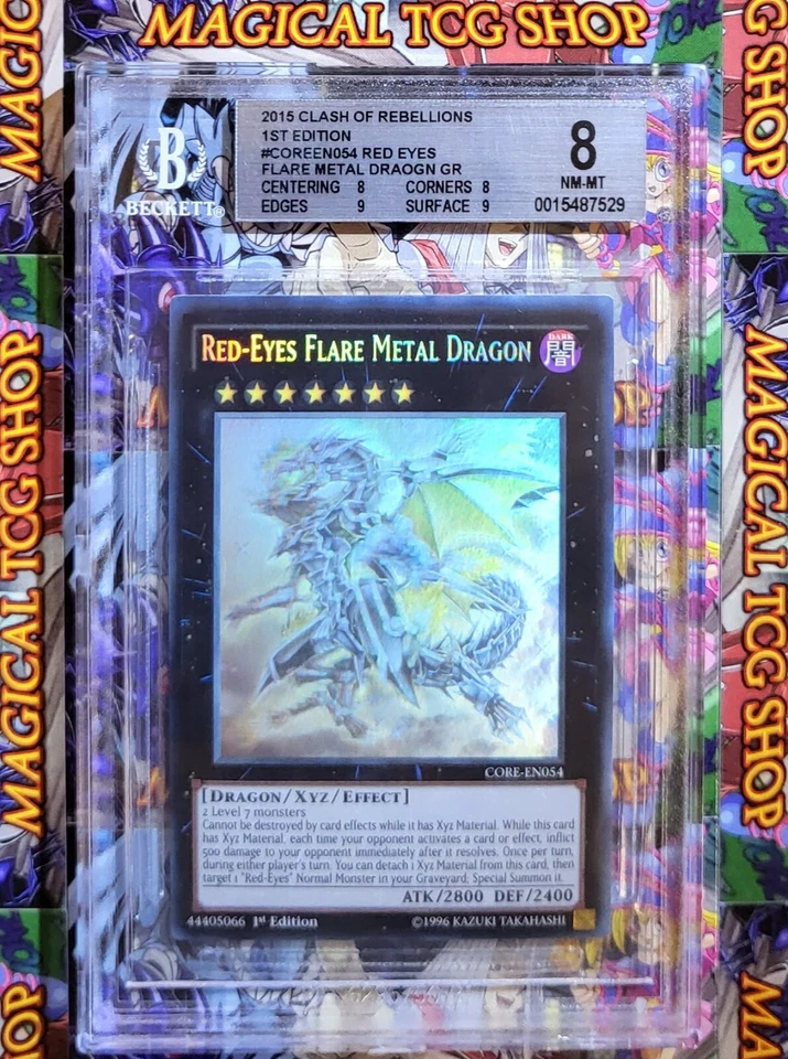 Yugioh Red-Eyes Flare Metal Dragon CORE-EN054 1st Edition Ghost Rare BGS 8 NM - Image 1 of 1