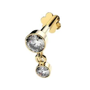 Perno Labret Gota Oro 9K Individual | Tornillo de poda abierto, Pendiente de cartílago trasero plano - Imagen 1 de 10