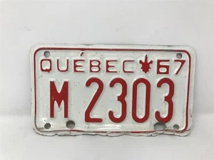 Antique 1967 Canada Quebec license Plate for Motorcycle - M 23036 - Picture 1 of 3