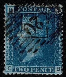 1858 2d Blu Pl 7 CB Rientro Numero Londra Usato Molto Bene Cat. £150,00+ - Foto 1 di 1
