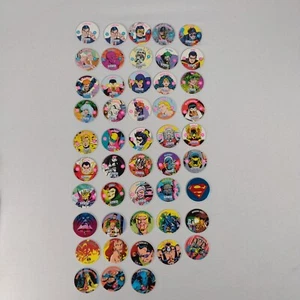 Lot of 48 Pogs DC Comics SkyCaps SkyBox from 1993 Superman Clark Kent Joker etc. - Picture 1 of 5
