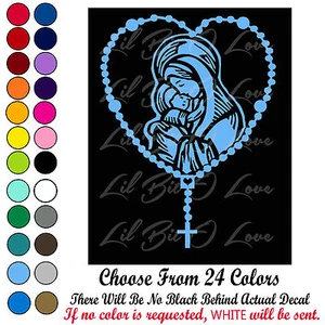 Rosary Vinyl Decal Mary & Baby Jesus Sticker Catholic Holy Rosary Christianity - Picture 1 of 7