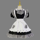 Woman Dress Japanese Anime Cosplay Uniform Black/White Check Bow Maid Clothing