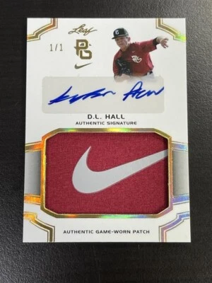 2016 LEAF PERFECT GAME D. L. HALL 1/1 NIKE SWOOSH GAME WORN PATCH AUTO! SC-15 - Image 1 of 2