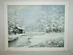 Snowbound Fred Thrasher Kentucky Künstler ausverkauft Hütte Winter Hirsch Weihnachten - Bild 1 von 7