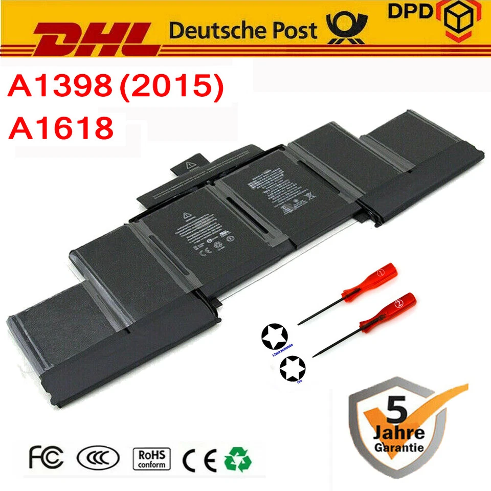 AD-ELE A1618 NUEVO Batería para Apple Macbook Pro15" Retina A1398 Mediados de 2015 8880mAH