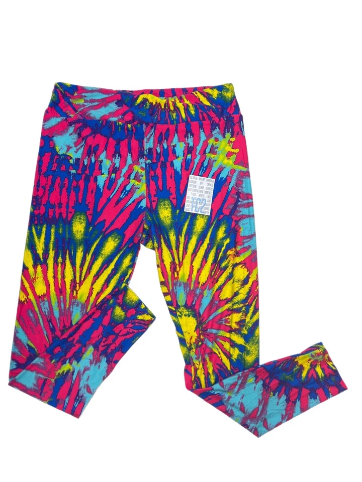 Tc2 LuLaRoe Leggings  NEON RAINBOW Tie Dye RARE Fits 18/24 - Image 1 of 1