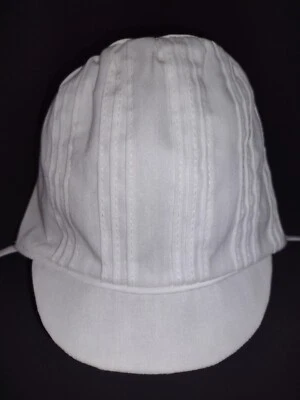 #36 Baby bonnet (boys), size 10 1/2 large newborn, white with verticle pleats - Image 1 of 4