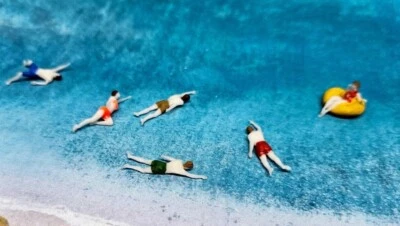 6 Stück Schwimmer Sommer Strand Figuren Spur H0 1:87 Modellbahn optional bemalt - Bild 1 von 4