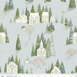 Magical Winterland Home Sweet Home Blue C14940 100% Cotton Fabric by half yard - Picture 1 of 6