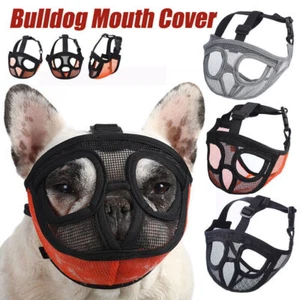 йSnout Dog Muzzle Breathable Mesh Flat Faced Muzzles Bulldog Mask Mouth Cover AU - Picture 1 of 15
