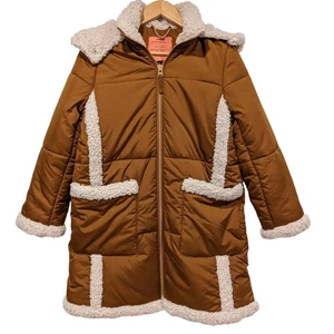 J.Crew Snowday Puffer Jacket Finto Shearling Primaloft Marrone *leggi - Foto 1 di 7