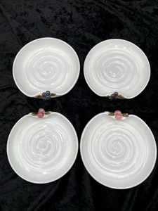 Set of 4 Rackliffe Pottery (Blue Hill, Maine) Snack Plates, Blueberry/Cranberry - Picture 1 of 17