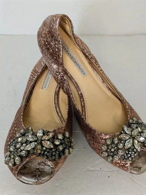 Vera Wang Lavanda Luna Ballet Pisos Metálicos Oro Rosa Cuero Cristales 7.5M Foto 1 de 4