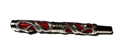 Danitrio Phantas I Fountain Pen Red Enamel Iridium Nib Good Used Condition - Image 1 of 4