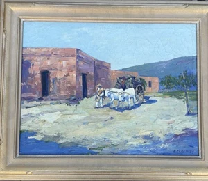 Vintage E. Ferenczy Original Oil Painting On Board Listed Artist Signed Western - Picture 1 of 3