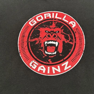 Camisa Gorilla Gainz Para Hombres Grande Negra Cuello en V Gráfico Fitness Gimnasio Camiseta Tri-Mezcla Foto 1 de 4