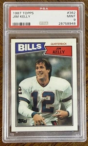 Tarjeta de fútbol americano Topps Jim Kelly Rookie RC 1987 #362 clasificación PSA-9 LEER - Imagen 1 de 2