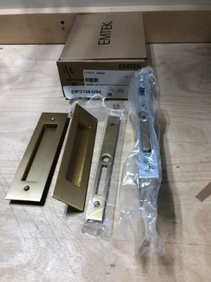 Emtek 2154US4 Passage, Narrow Modern Rectangular Pocket Door Mortise Lock.  - Image 1 of 2