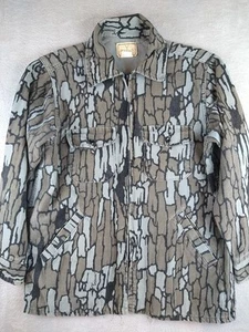 Vintage Melton Deerskin Trebark Camo Jacket Size Medium Full Zip Fleece - FLAW - Picture 1 of 15