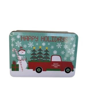Tin Christmas Rectangular Container Multipurpose Gift Cookies Colorful 6x4X2.5 - Picture 1 of 6
