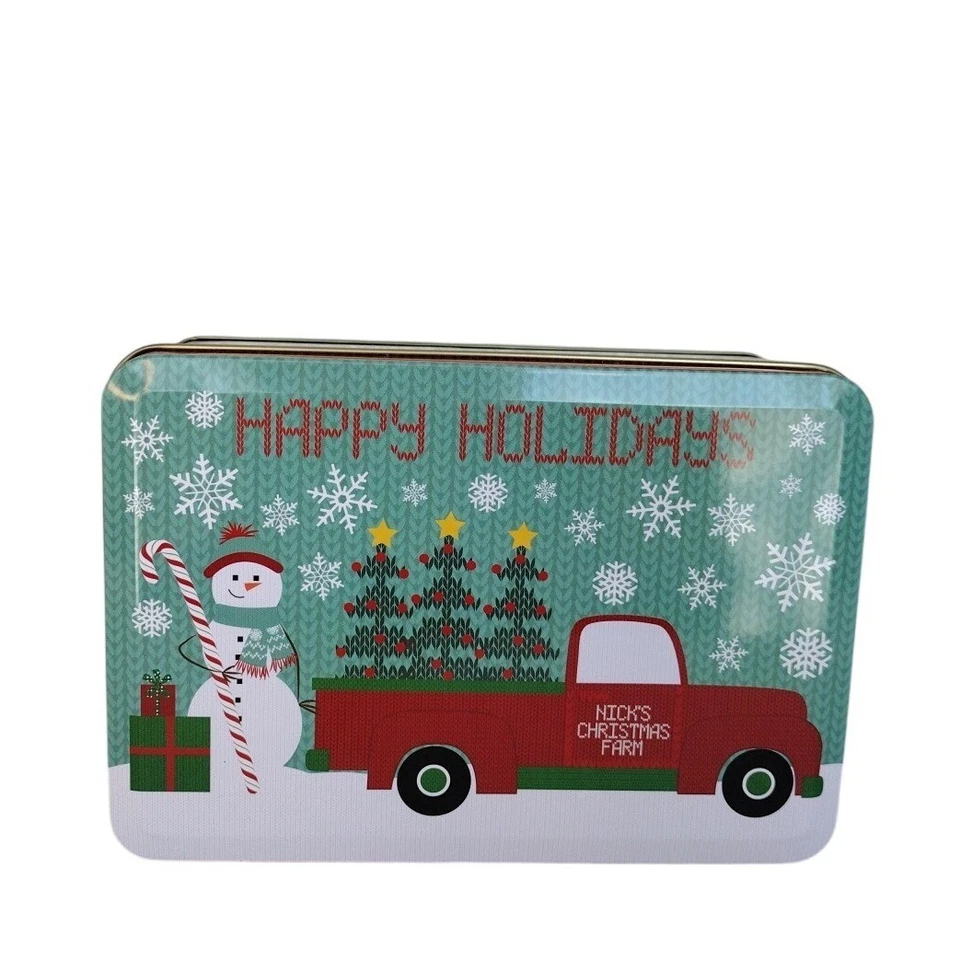 Tin Christmas Rectangular Container Multipurpose Gift Cookies Colorful 6x4X2.5 - Image 1 of 4