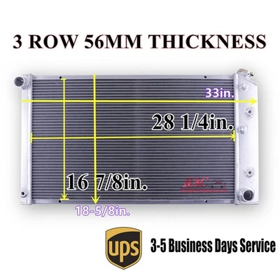 3 Row 56MM Aluminum Radiators for 1975-1978 GMC C15 L6 V8 4.1L 4.8L 5.0L 5.7L Foto 1 de 4