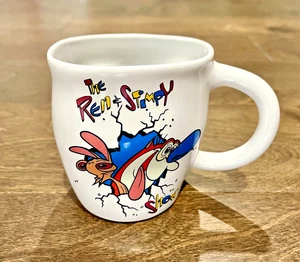 Vintage Ren and Stimpy Mug - Dakin Smashed Style 1992 Nickelodeon Ceramic Cup - Picture 1 of 10