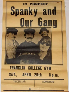 ¡PÓSTER DE CONCIERTO VINTAGE 1968 'SPANKY AND OUR GANG'! ¡COLEGIO FRANKLIN! 11x16" - Imagen 1 de 4