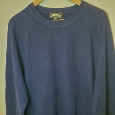 ORVIS Wool Cashmere Mens Large Blue Pullover Crew Neck Long Sleeve Sweater - Image 1 of 4