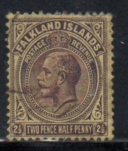 Falkland Islands Sc 45 1923 2 1/2d violet on yellow George V stamp used - Picture 1 of 1