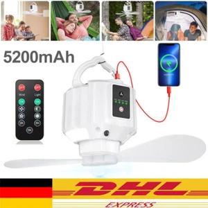 Camping Ventilator mit LED Lampe 5200mAh Akku Zeltventilator Deckenventilator - Bild 1 von 19