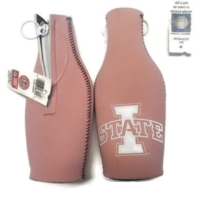 Lot of 2 NCAA Iowa State Cyclones Beer Bottle Coolers Zipper Neoprene 2 Sided - Picture 1 of 3
