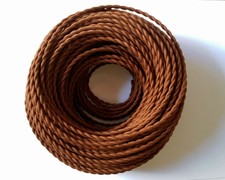  Brown Antique Braided Woven Fabric Lamp Cable Wire Cord Light Electric Flex