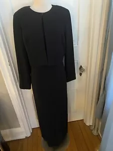 VESTIDO DE NOCHE BROOKS BROTHERS LARGO NEGRO CINTURA CON CUENTAS CON CHAQUETA-TALLA 12- ¡NUEVO SIN ETIQUETAS!! - Imagen 1 de 13