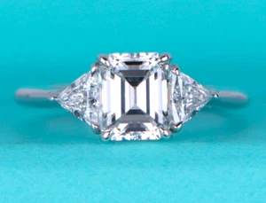 $36K Tiffany Co 1.28ct Platinum D VVS2 Emerald Triangle Diamond Engagement Ring - Picture 1 of 11