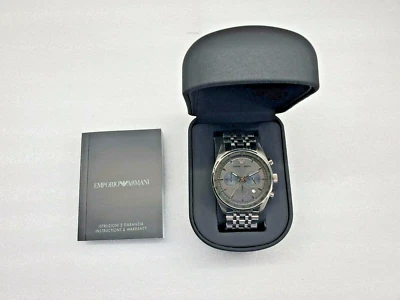 EMPORIO ARMANI SPORTIVO CHRONOGRAPH DATE ST. STEEL MEN'S WATCH AR5988 PRE-OWNED - Image 1 of 4