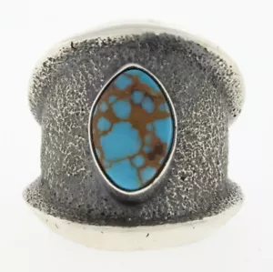 8.25 - Tufa Stone Cast Natural Egyptian Turquoise Ring By Aaron Anderson - Picture 1 of 4