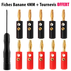 4mm Banana Plug Male Connector Gold Audio Speaker Wire Cable + Free Screwdriver - Imagen 1 de 9