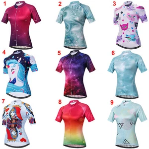 Women's Short Sleeve Cycling Jersey Full Zip Bicycle Bike Shirt Jersey Top - Picture 1 of 24