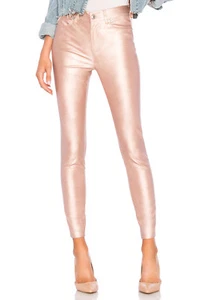 Free People Pearl Pink Vegan Leather Long & Lean Legging Pants Size 28 - Picture 1 of 4
