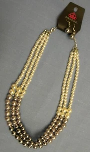 Silver Gray and White Pearl Like Beaded Necklace & Earrings by Paparazzi NEW Tag - Picture 1 of 5