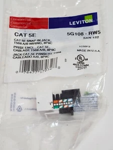 Leviton 5G108-RW5 CAT5E Snap-In Jacks / Color - White - Picture 1 of 1