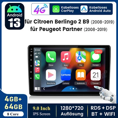 Citroen Berlingo Peugeot Partner 08-17 Android Autoradio Head Unit FM AM Radio - Bild 1 von 4