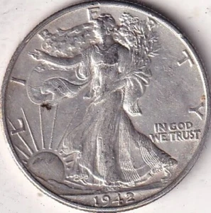 Medio dólar Walking Liberty 1942-D plateado - BU - #82 - HERMOSO COLOR - Imagen 1 de 2