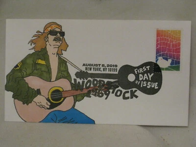  WOODSTOCK 1969 First Day Issue 1 of 1 hand drawn 2019 FDC cover art ! - Image 1 of 2