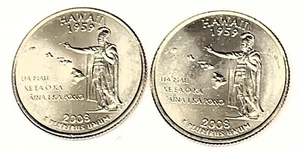 # C2505      HAWAII  STATEHOOD  QUARTERS, P & D  from  MINT ROLLS - Picture 1 of 2