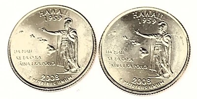 # C1959     HAWAII  STATEHOOD  QUARTERS, P & D  from  MINT ROLLS - Image 1 of 2